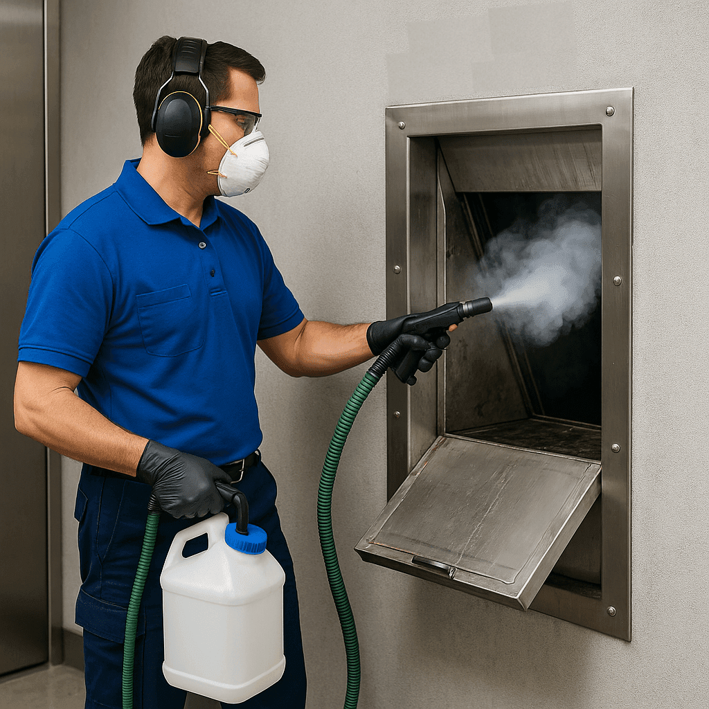 Chute Cleaning Services in a commercial building