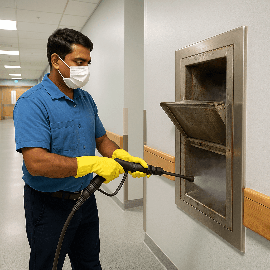 Chute Cleaning Services in a hospital