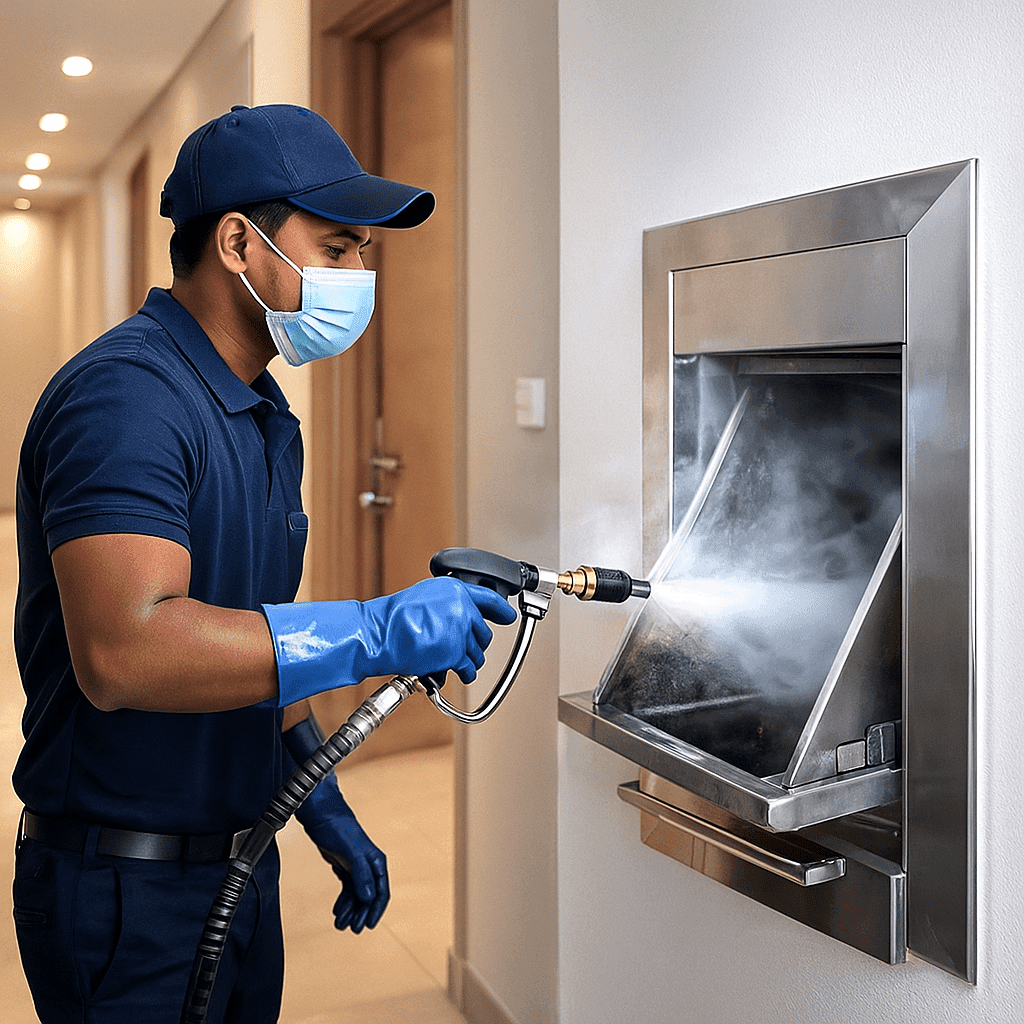 Chute Cleaning Services in a commercial flat.